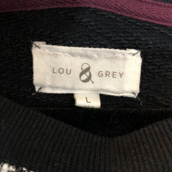 Lou & Grey Women Black & White Textured Knit Long Sleeve Sweater Size L Pullover - Picture 3 of 7